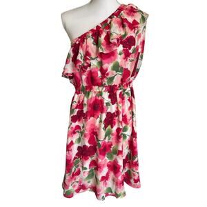 Andree by Unit Dress One Shoulder Size Large Pink Floral Romantic Wedding Event